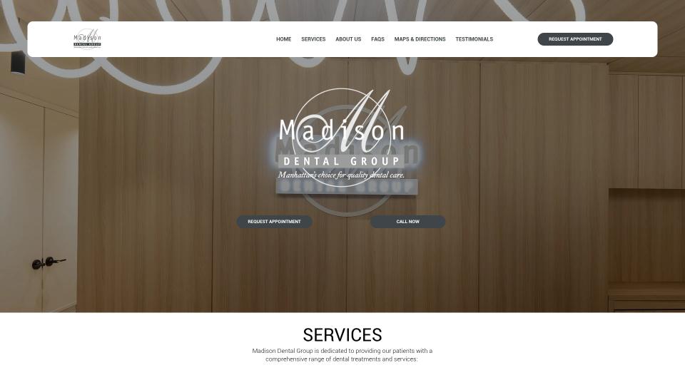 Cosmetic dental group, website showcase