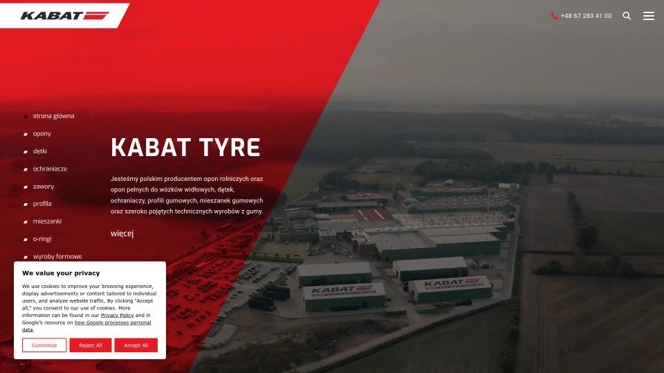 Industrial tyre manufacturer, website showcase