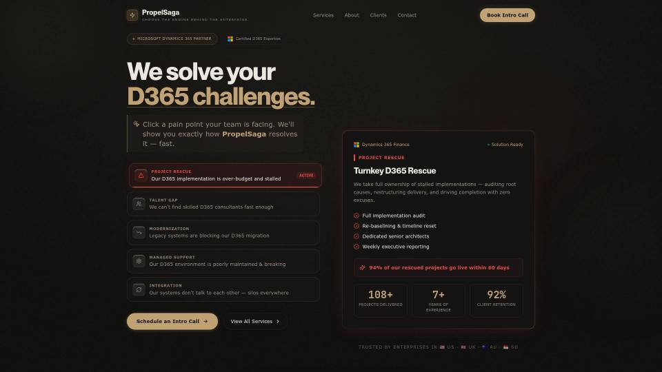 Microsoft Dynamics consulting firm, website showcase